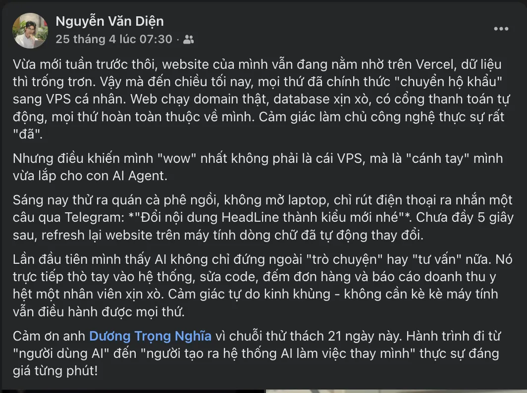 Feedback từ Nguyễn Văn Diên